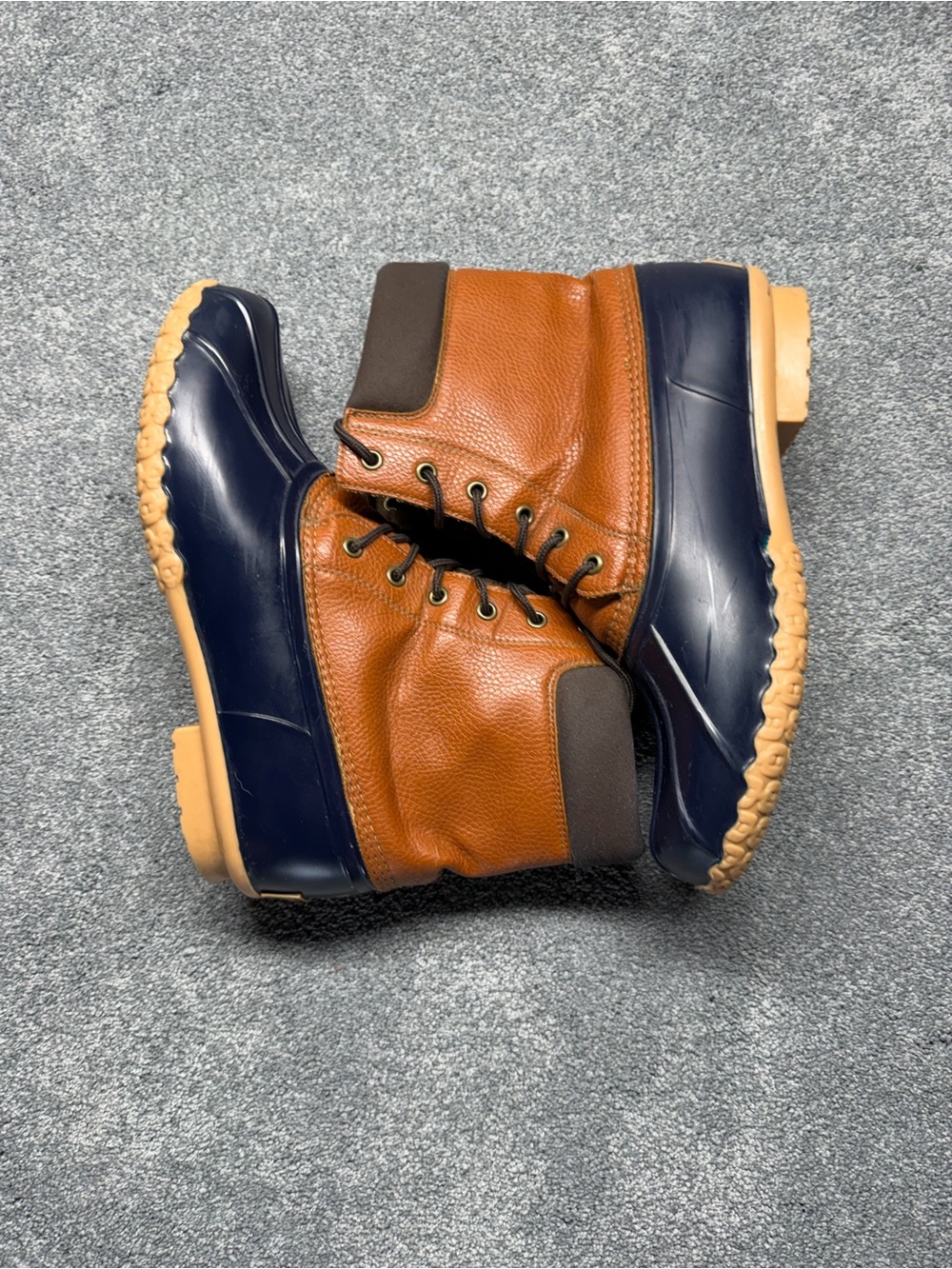 Men's waterproof vintage adams duck boots size 9 leather and Navy blue